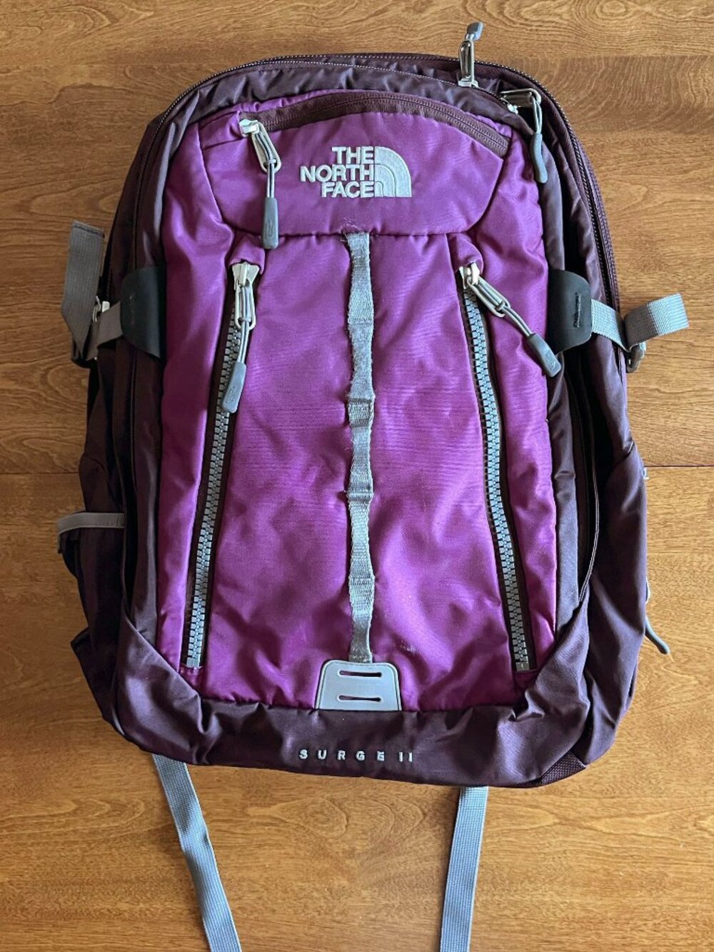 The North Face purple Surge II backpack